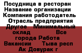 Посудница в ресторан › Название организации ­ Компания-работодатель › Отрасль предприятия ­ Другое › Минимальный оклад ­ 15 000 - Все города Работа » Вакансии   . Тыва респ.,Ак-Довурак г.